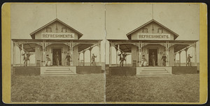 Stereograph of a restaurant, location unknown, undated