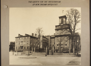 Exterior view of the Otis House and the Old West Church, Boston, Mass., undated