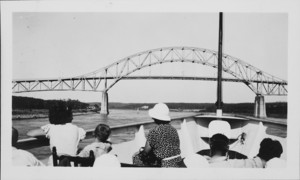 The Liberty Belle passes under the Sagamore Bridge