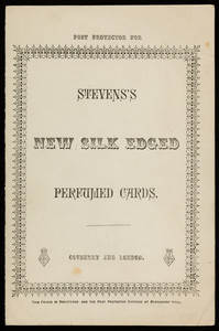 Post protector for Stevens's New Silk Edged Perfumed Cards, Coventry and London, England, undated