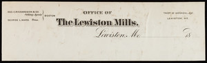 Letterhead for The Lewiston Mills, Lewiston, Maine, 1800s