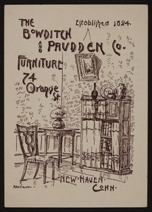 Trade card for The Bowditch and Prudden Co., furniture, 74 Orange Street, New Haven, Connecticut, undated