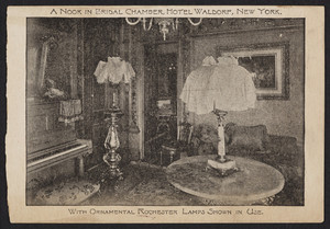 Trade card for the Rochester Lamp Co., 42 Park Place, 37 Barclay Street, New York, New York, 1893
