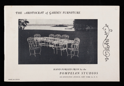 Aristocrat of garden furniture, hand forged iron by the Pompeian Studios, 160 Lexington Avenue, New York