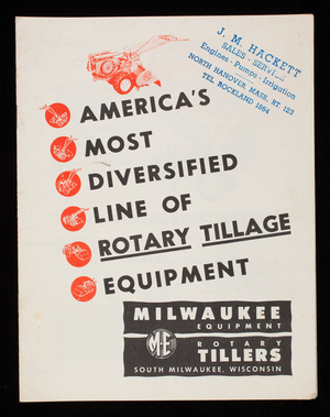 America's most divesified line of rotary tillage equipment, Milwaukee Equipment Mfg. Co., South Milwaukee, Wisconsin
