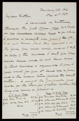 Thomas Lincoln Casey to General Silas Casey, December 21, 1868