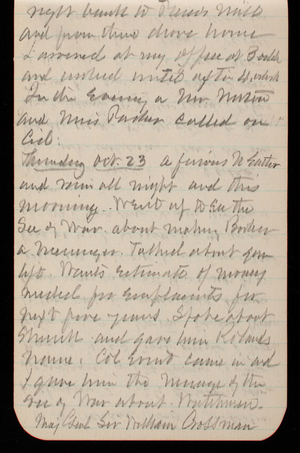 Thomas Lincoln Casey Notebook, October 1890-December 1890, 26, right back to [illegible] will and from