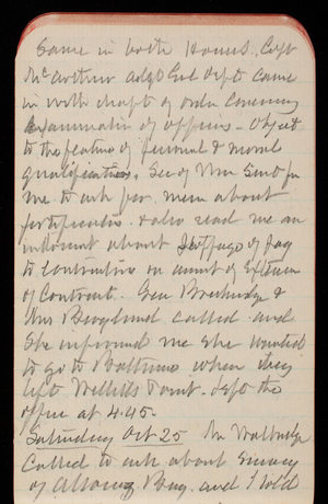 Thomas Lincoln Casey Notebook, October 1890-December 1890, 29, same in both items., [illegible] McArthur
