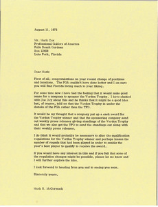Letter from Mark H. McCormack to Mark Cox