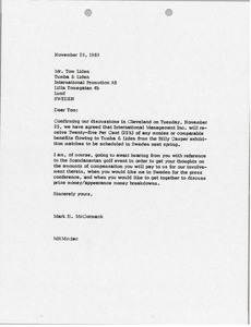 Letter from Mark H. McCormack to Tom E. Liden