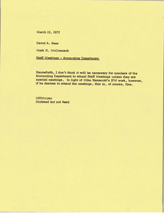 Memorandum from Mark H. McCormack to David A. Rees