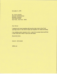 Letter from Mark H. McCormack to Harry Janicki