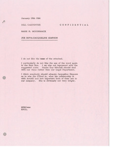 Memorandum from Mark H. McCormack to Bill Carpenter