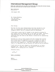 Letter from Mark H. McCormack to George Blumberg