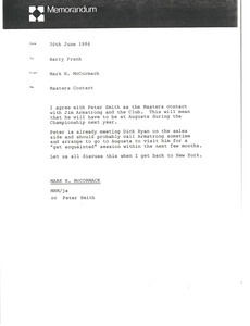 Memorandum from Mark H. McCormack to Barry Frank