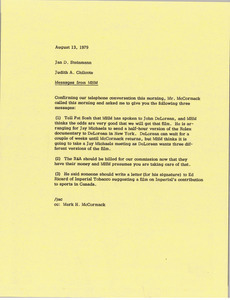 Memorandum from Judy A. Chilcote to Jan Steinmann