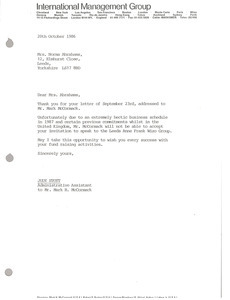 Letter from Judy Stott to Norma Abrahams