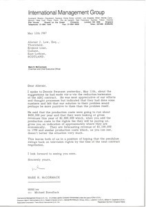 Letter from Mark H. McCormack to Alistair J. Low