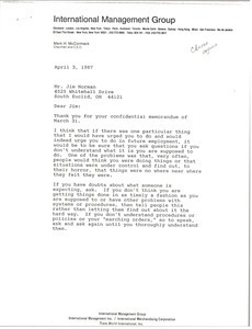 Letter from Mark H. McCormack to Jim Norman