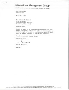 Letter from Mark H. McCormack to Carlton B. Schnell