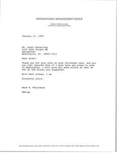 Letter from Mark H. McCormack to Grant Esterling