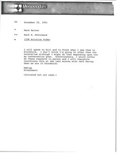 Memorandum from Mark H. McCormack to Mark Reiter