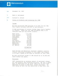 Memorandum from Richard R. Alford to Mark H. McCormack