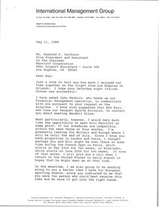 Letter from Mark H. McCormack to Raymond P. Caldiero