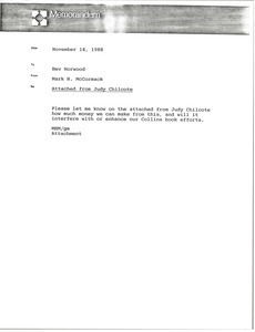 Memorandum from Mark H. McCormack to Bev Norwood