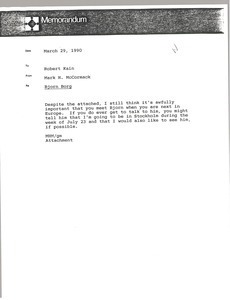 Memorandum from Mark H. McCormack to Robert Kain