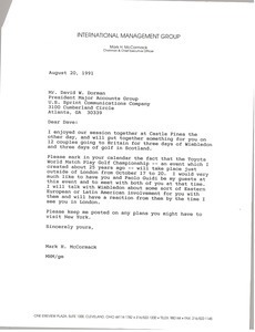 Letter from Mark H. McCormack to David W. Dorman