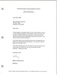 Letter from Mark H. McCormack to Richard B. Sayford