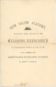 Program for New Salem Academy closing exercises