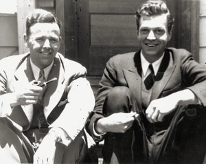 Caleb Foote (left) and Allen Barr, seated on steps