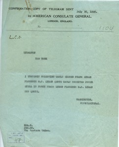 Telegram from American Consulate General