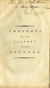Thoughts on the slavery of the Negroes