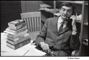 Howard Zinn: on the phone in his Boston University office