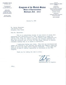 Letter from Chalmers P. Wylie to Harvey Wasserman