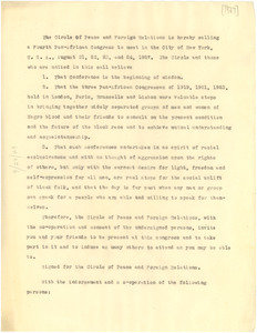 Draft of announcement of the Fourth Pan African Congress