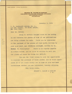 Letter from George W. Jacobs & Company to W. E. B. Du Bois