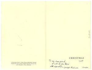 Christmas card from George Padmore to W. E. B. Du Bois
