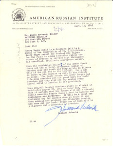 Letter from American Russian Institute to National Guardian