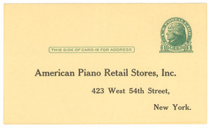American Piano Co. blank postcard