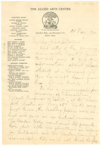 Letter from Maud Cuney Hare to W. E. B. Du Bois