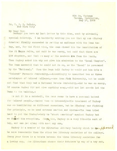Letter from Mrs. Oscar Arnette to W. E. B. Du Bois
