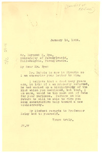 Letter from Jessie Redmon Fauset to Raymond T. Bye