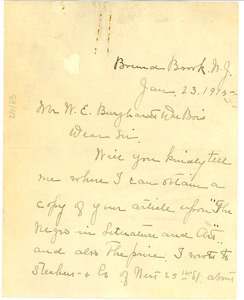 Letter from J. C. Smalley to W. E. B. Du Bois