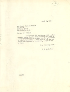 Letter from W. E. B. Du Bois to Oswald Garrison Villard