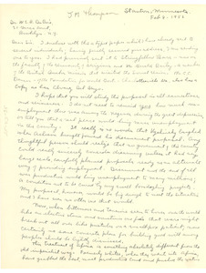 Letter from Mrs. J. M. Thompson to W. E. B. Du Bois