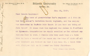 Letter from W. E. B. Du Bois to Lucinda Wooster